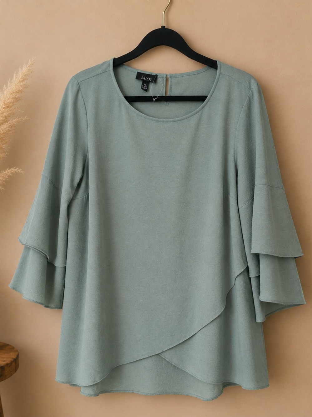 ALYX Sage Green Layered Ruffle Sleeve Blouse